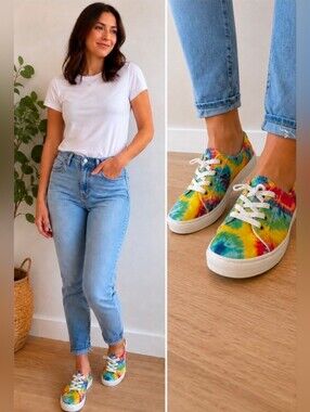 Jellypop Tie-Dye Canvas Slip-On Sneakers in Multi-Color